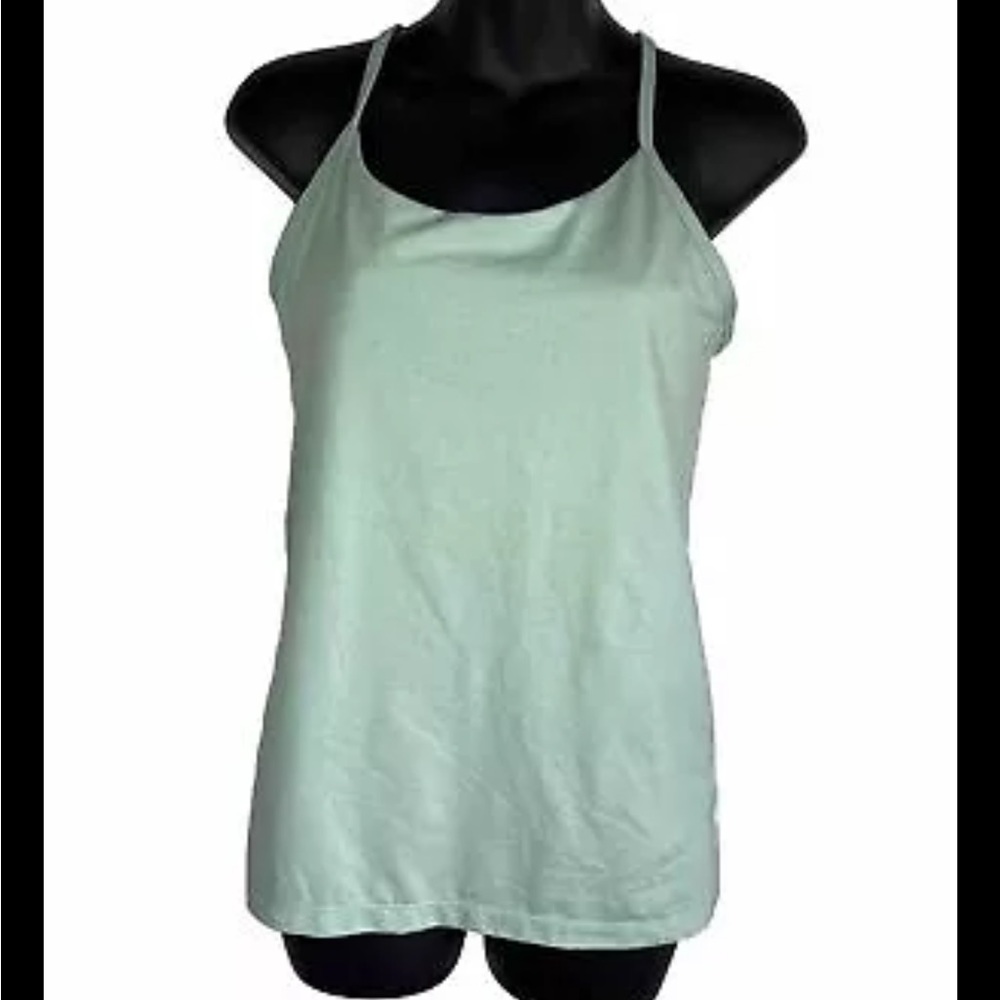 Patagonia racer back Green Lightweight Activewear tank with shelf bra, size L
